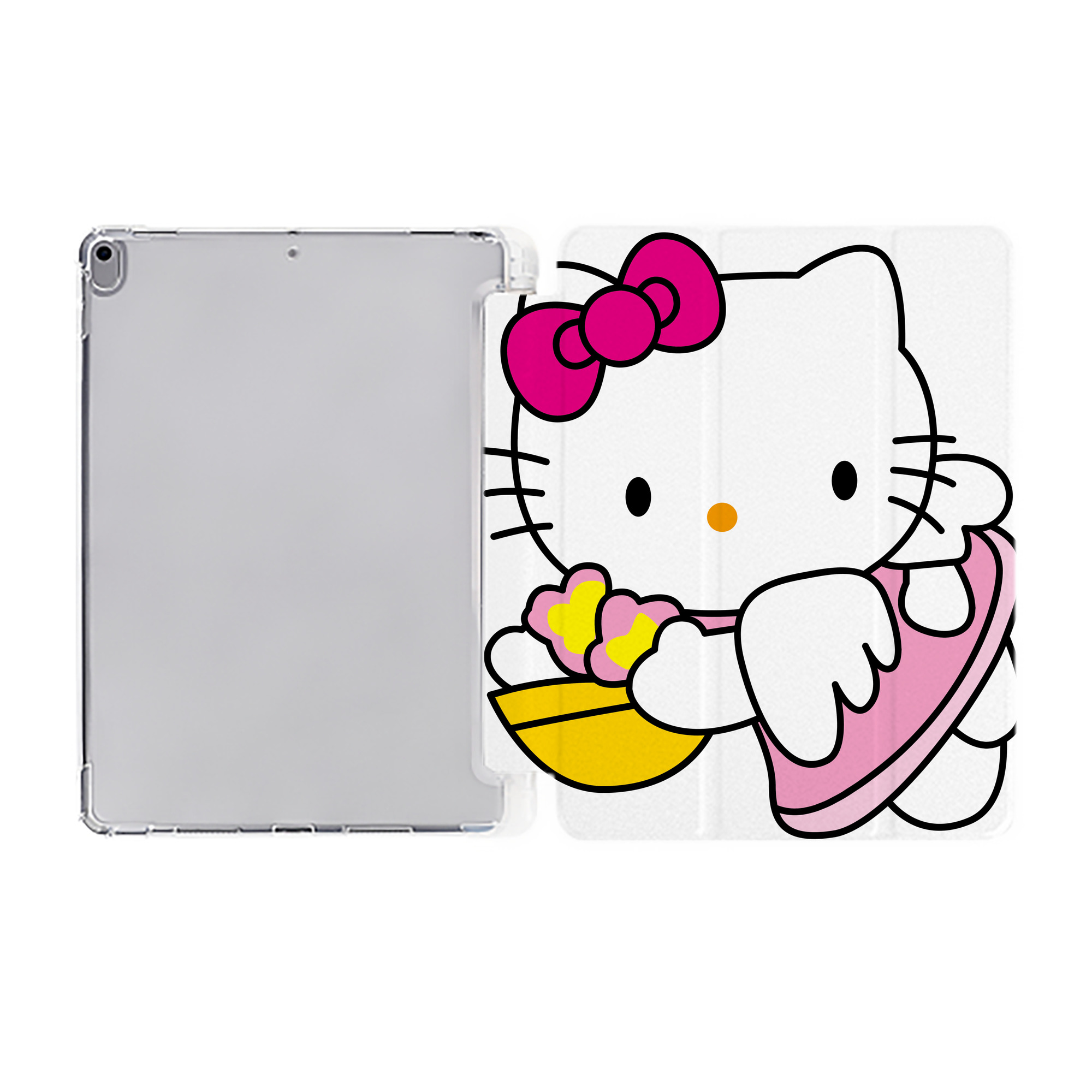 （画像用） Hello Kitty ハローキティ IPad ケース ペン収納付き 三つ折りスタンド PUレザー×シリコン 対応機種9.5/10.5/10.9インチ